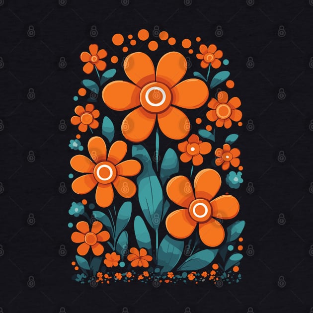 Orange Flowers Hippie Flower Power Retro by craftydesigns